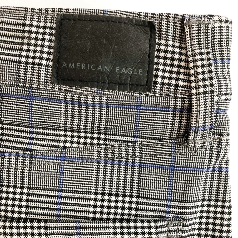 American Eagle Preppy Gray Plaid Super Stretch Hi-Rise Mini Skirt 8